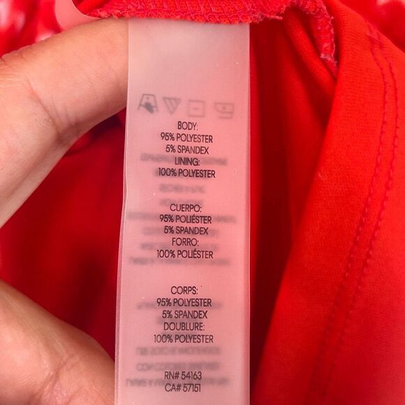 Calvin Klein Women’s 3X Red Abstract Ruched Blouse‎ V-Neck Stretch Top Plus Size - Picture 5 of 9